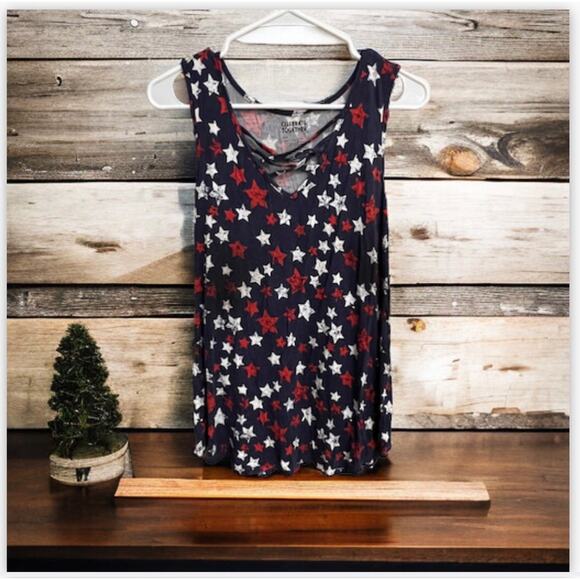 CELEBRATE TOGETHER American Stars Criss Cross Front Racerback Tank Size XXL - Picture 2 of 7